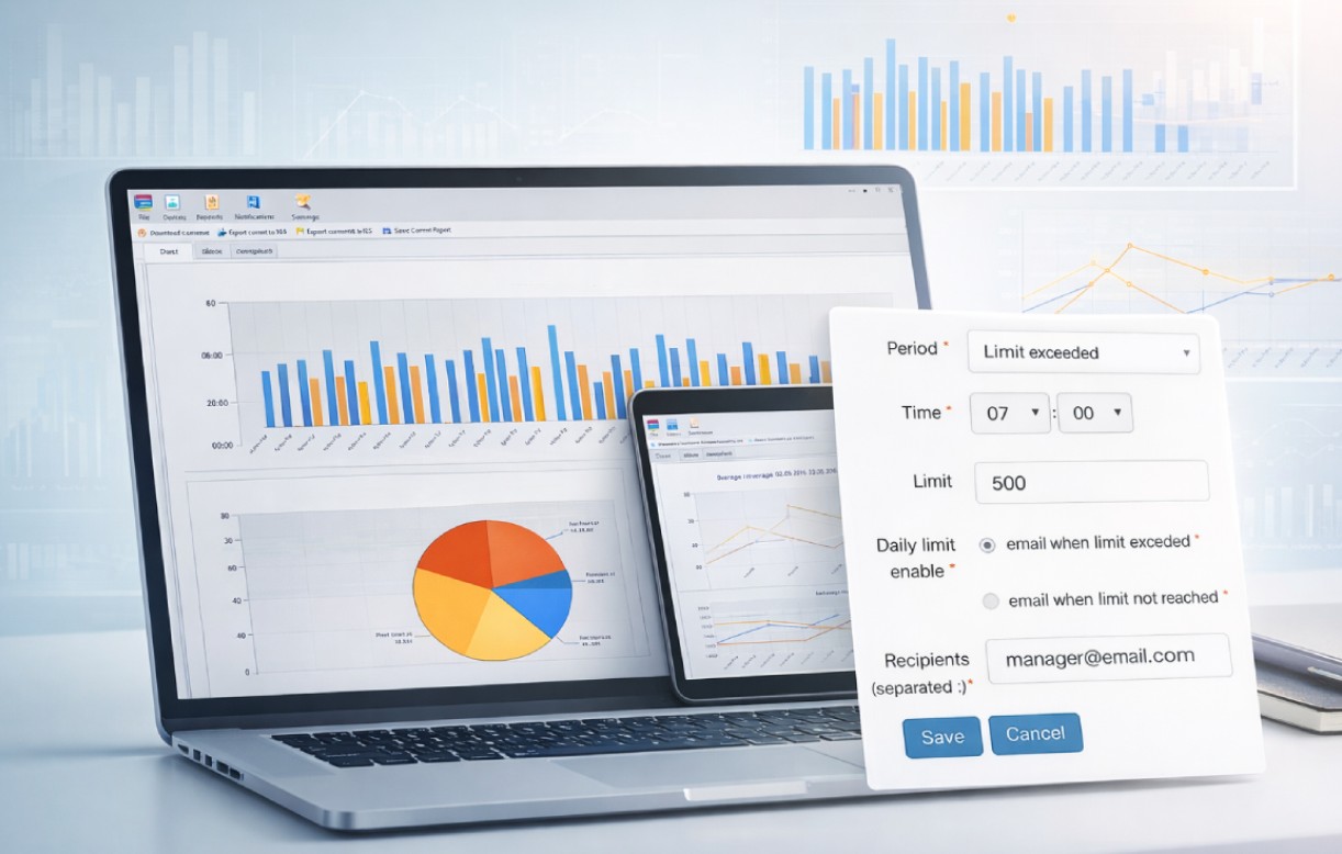 SensMax-software kan meldingen verzenden via e-mail of Telegram