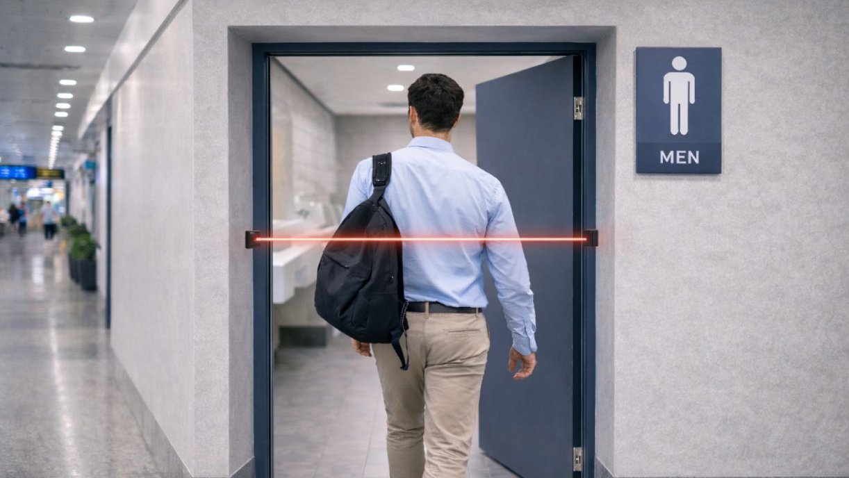 Anonieme draadloze personentellers bij de ingang van een toilet