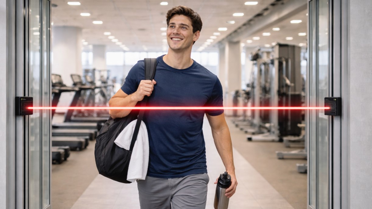 Draadloze infrarood personentellers bij ingangen van sportscholen en fitnesscentra