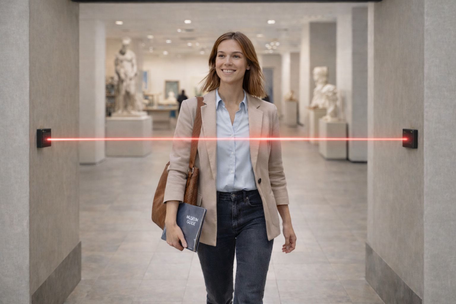 SensMax D3 bidirectionele infrarood sensor voor personentelling geïnstalleerd bij een ingang